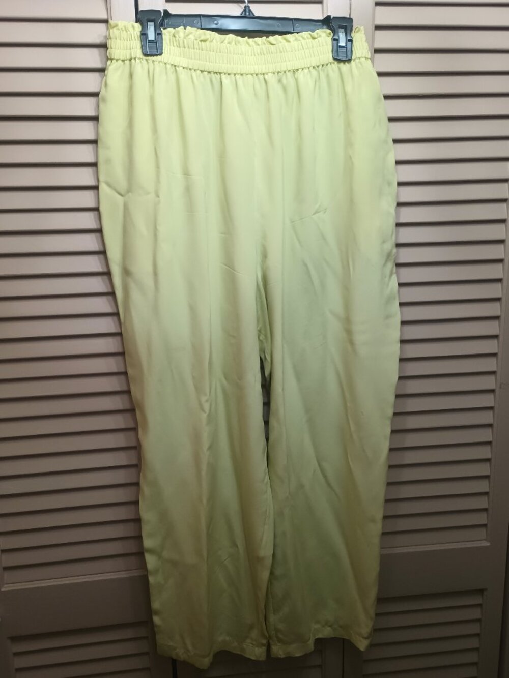 Diane Gilman Silk Lime Green Elastic Waistband Pull-on Pants Sz 1X